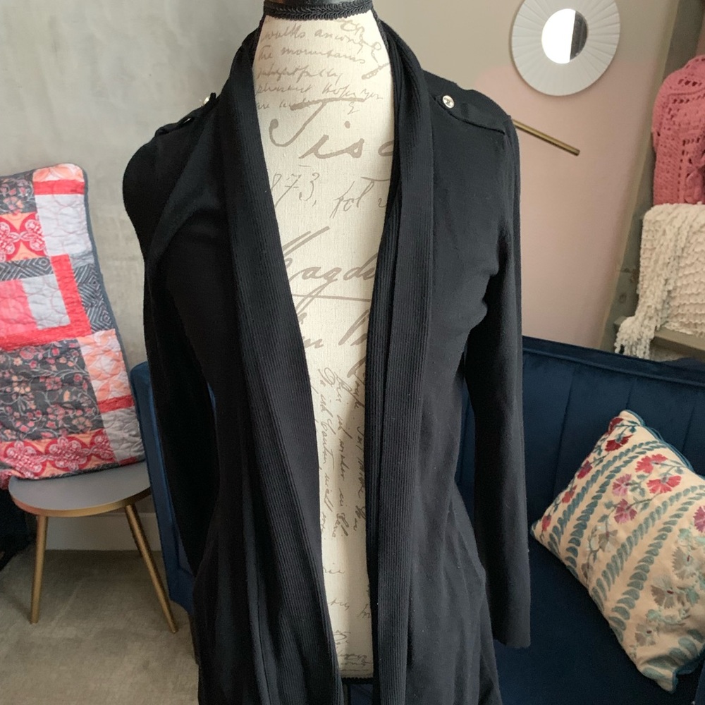 WHBM Long Black Cardigan - M